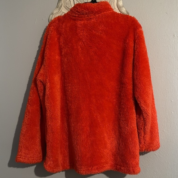 ODDY Cozy Red-Orange Fleece Pull Over Sweater - Picture 2 of 6